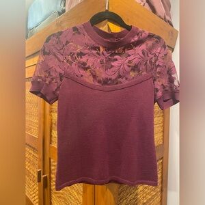 Nanette Lepore Burgundy Lace Blouse
